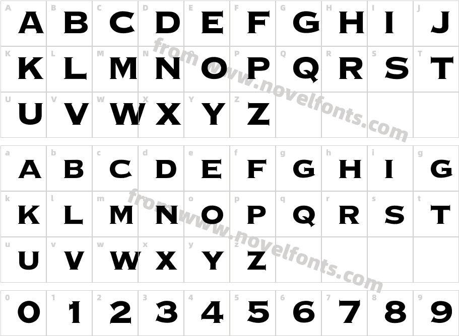 OPTI Copperplate HeavyCharacter Map