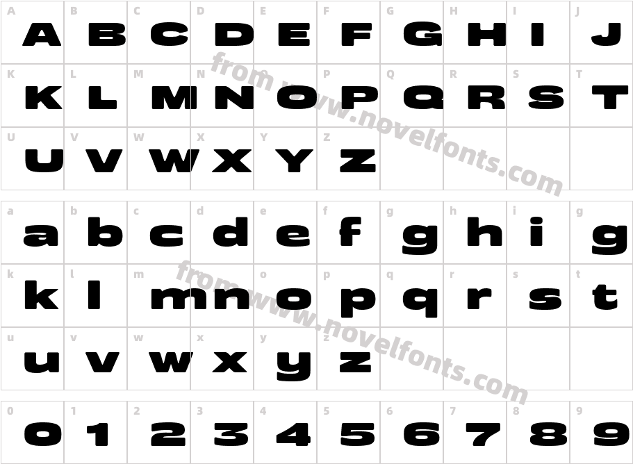 Oakside Typeface RegularCharacter Map