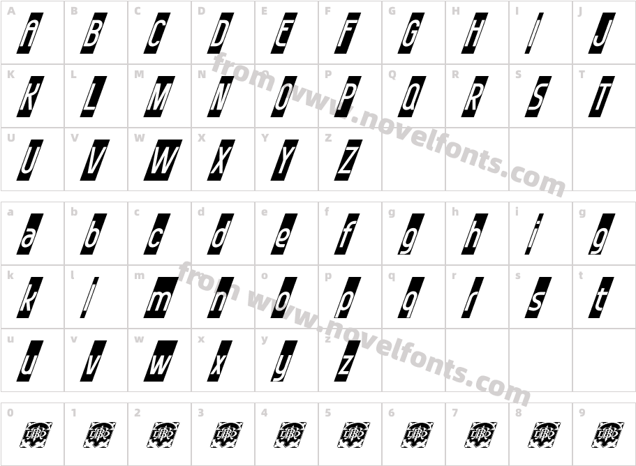 Oaksite Demo Block SlantCharacter Map