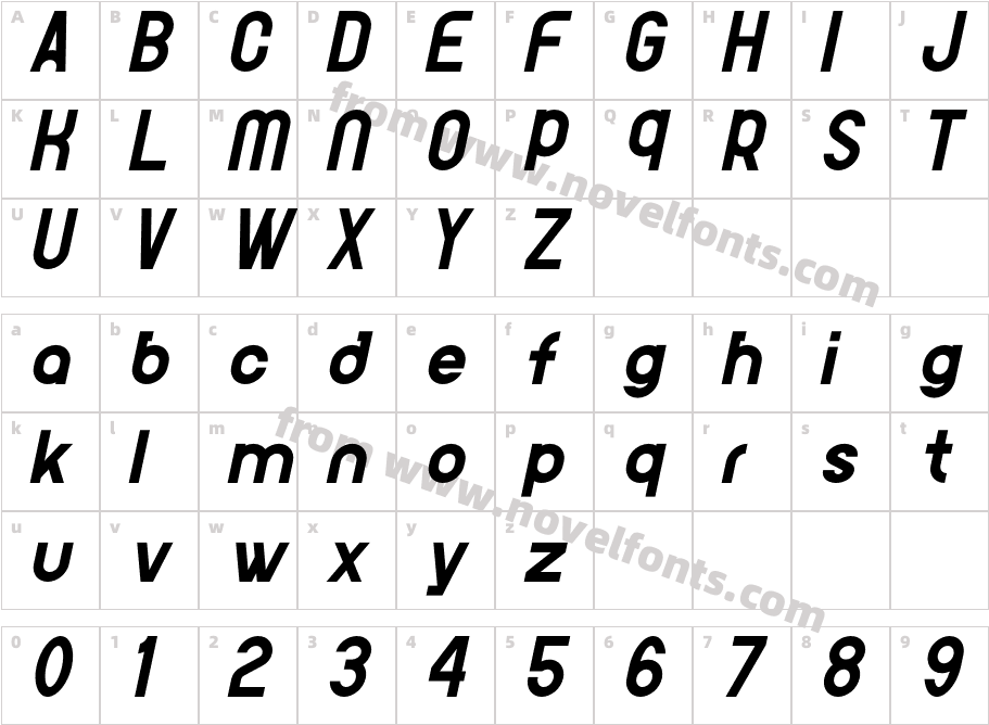 Obade ItalicCharacter Map