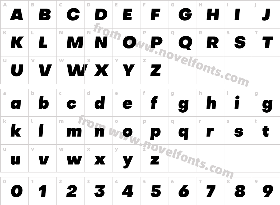 Objective Black ItalicCharacter Map