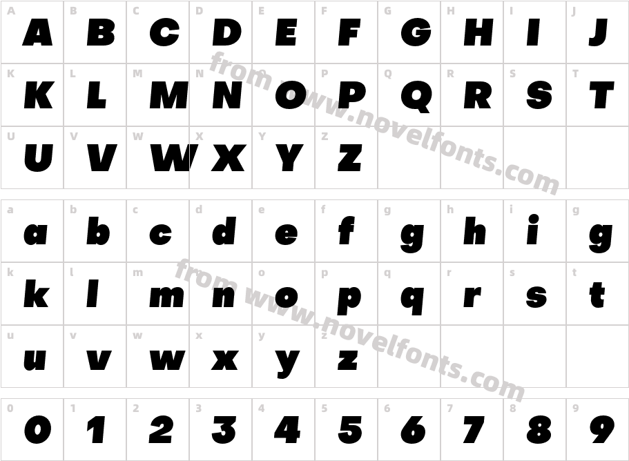 Objective Super ItalicCharacter Map