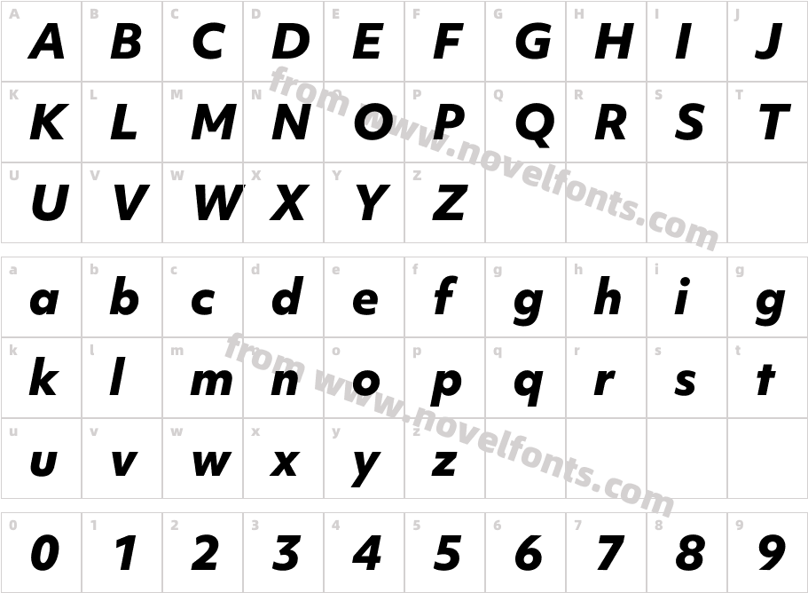 Objektiv Mk1 X Bold ItalicCharacter Map