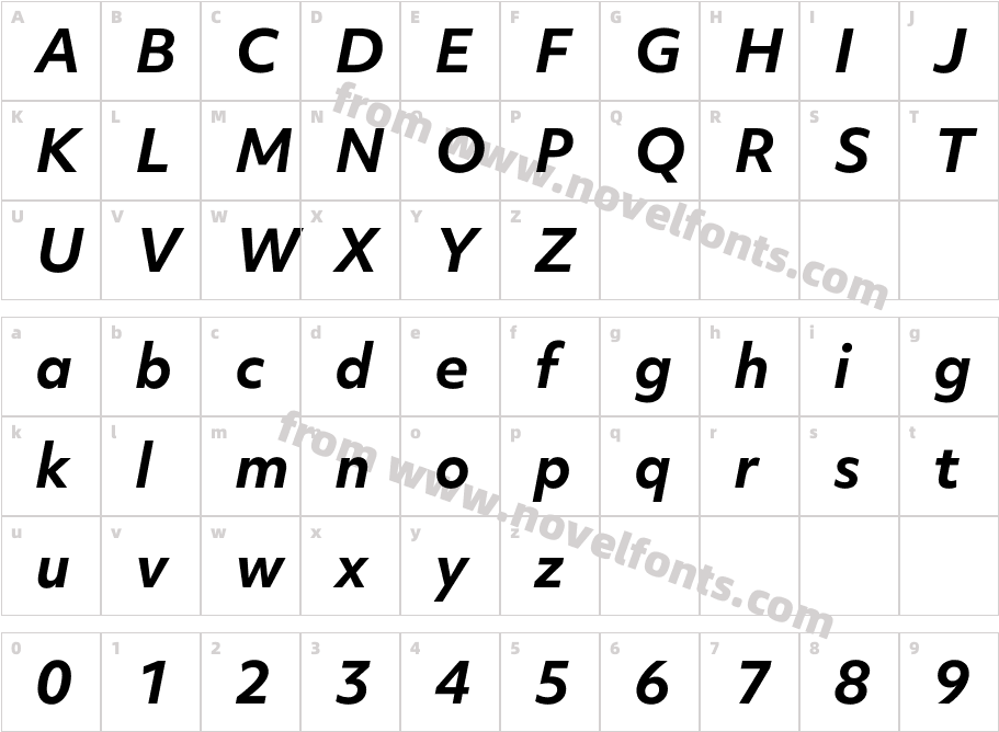Objektiv Mk2 Bold ItalicCharacter Map