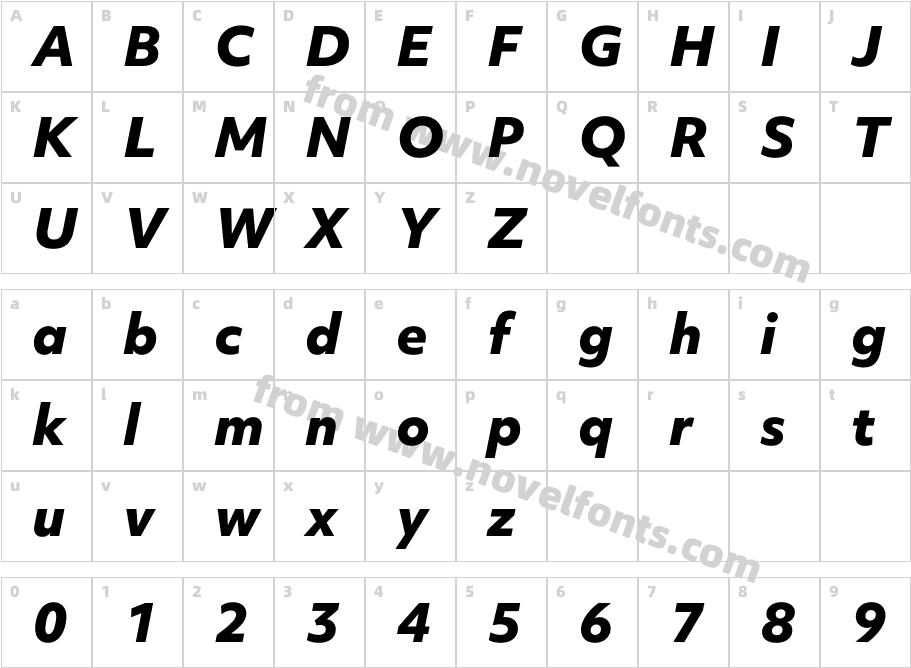 Objektiv Mk2 X Bold ItalicCharacter Map