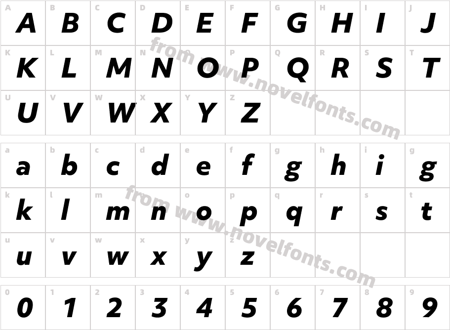Objektiv Mk3 X Bold ItalicCharacter Map
