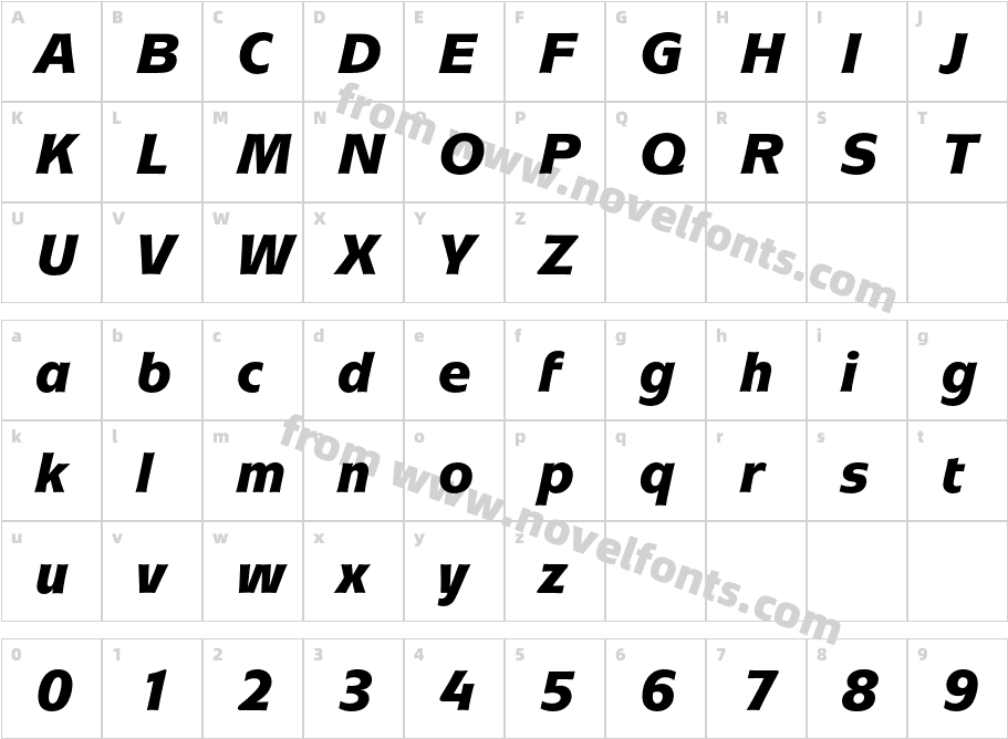 Mixage ITC Std Black ItalicCharacter Map