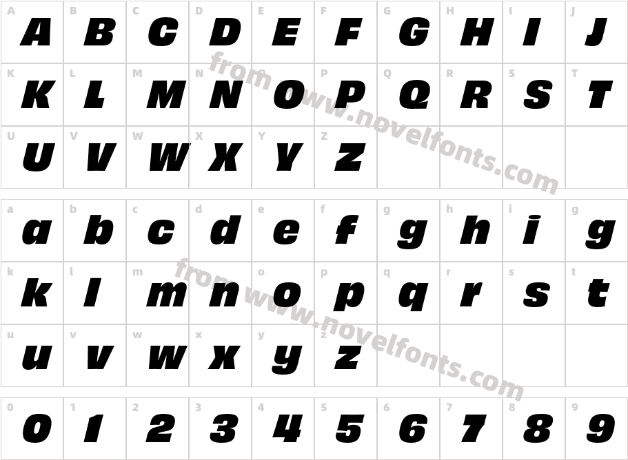 Obviously Blck ItalicCharacter Map