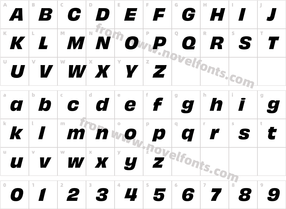 Obviously Bold ItalicCharacter Map