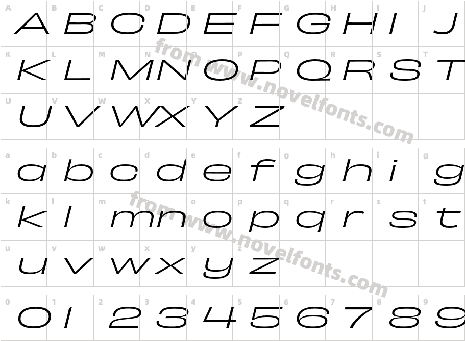 Obviously Extd Lght ItalicCharacter Map