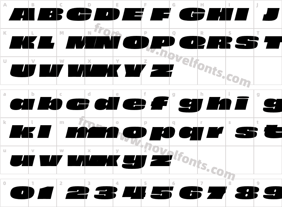 Obviously Extd Supr ItalicCharacter Map
