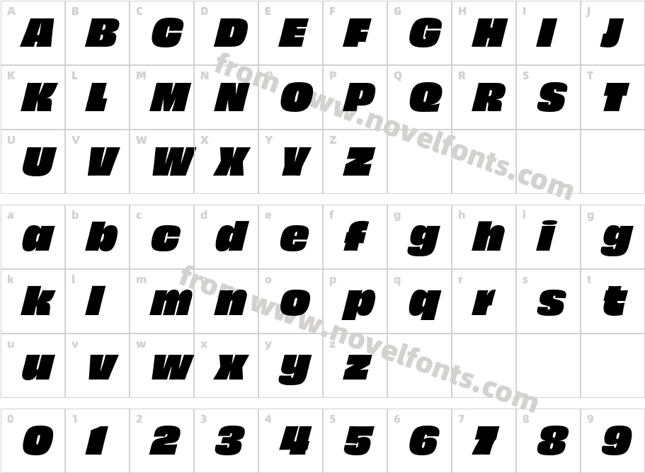 Obviously Supr ItalicCharacter Map