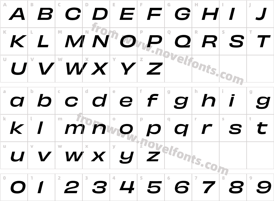 Obviously Wide Medi ItalicCharacter Map