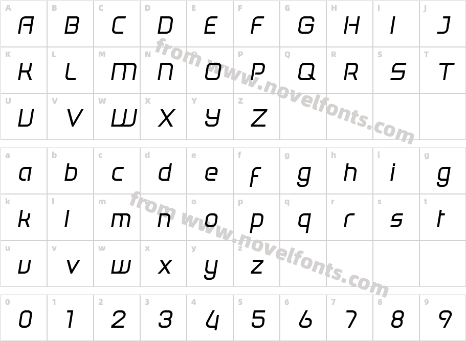 Ocean Semibold ObliqueCharacter Map