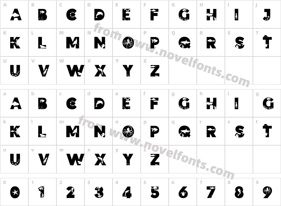 Ocean Silhouette Font RegularCharacter Map