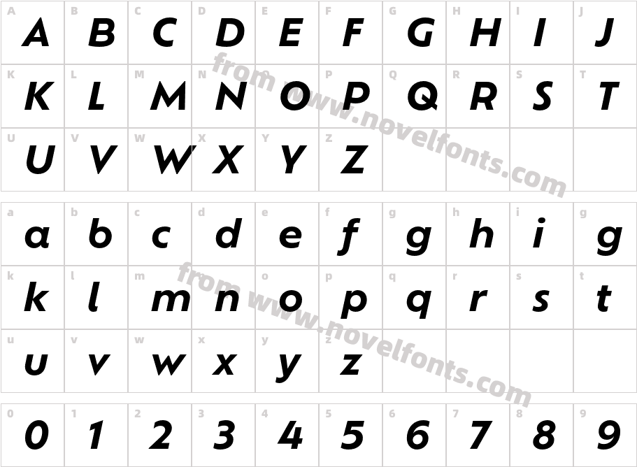 Ofelia Text Bold ItalicCharacter Map
