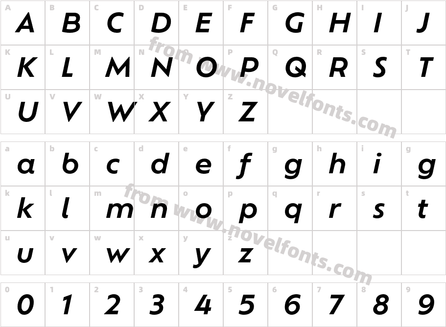 Ofelia Text Semibold ItalicCharacter Map