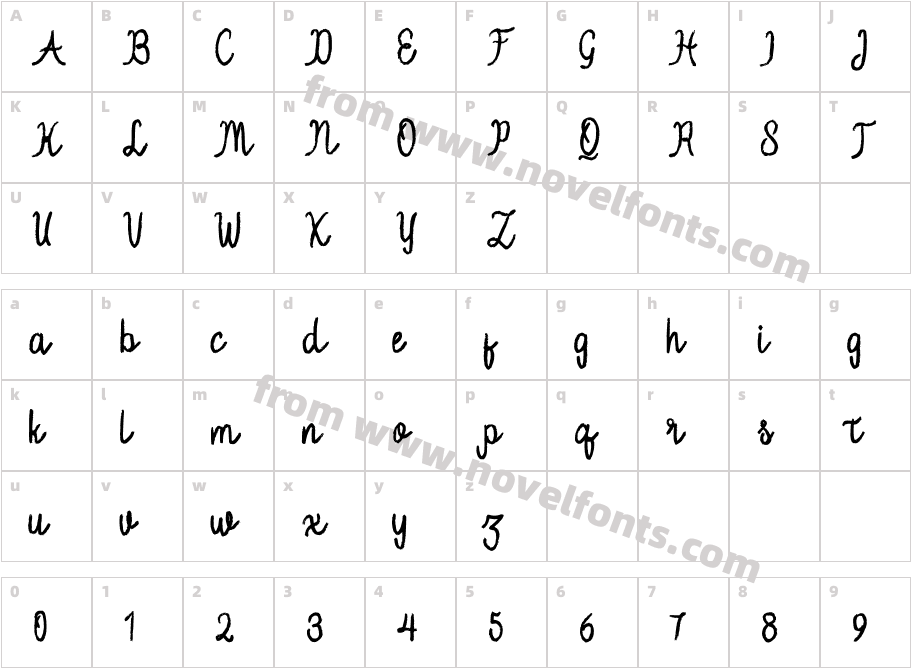 Oishu Taveny RegularCharacter Map