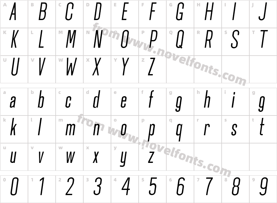 Okana Semibold ObliqueCharacter Map