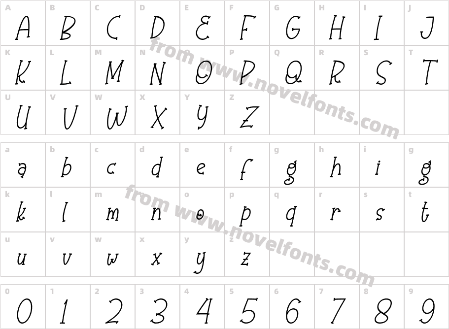 Olaugh ItalicCharacter Map