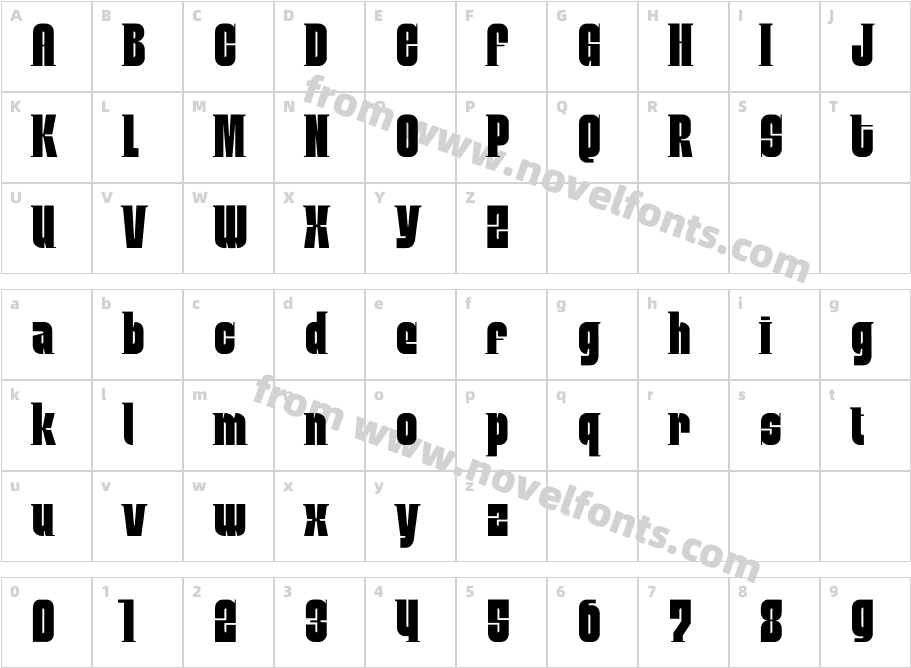 MobleySerif-CondensedCharacter Map