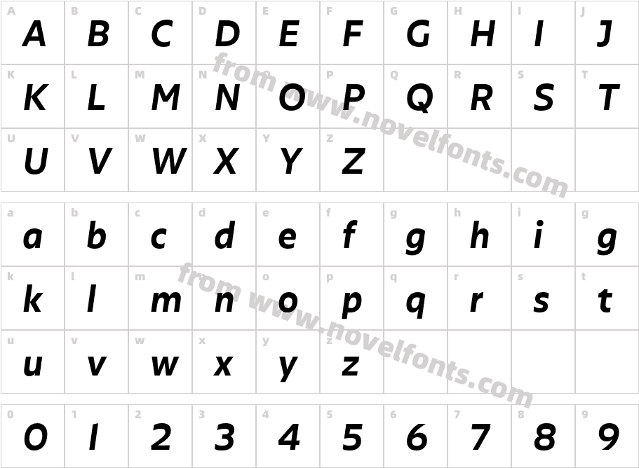 Olivetta Semibold ItCharacter Map