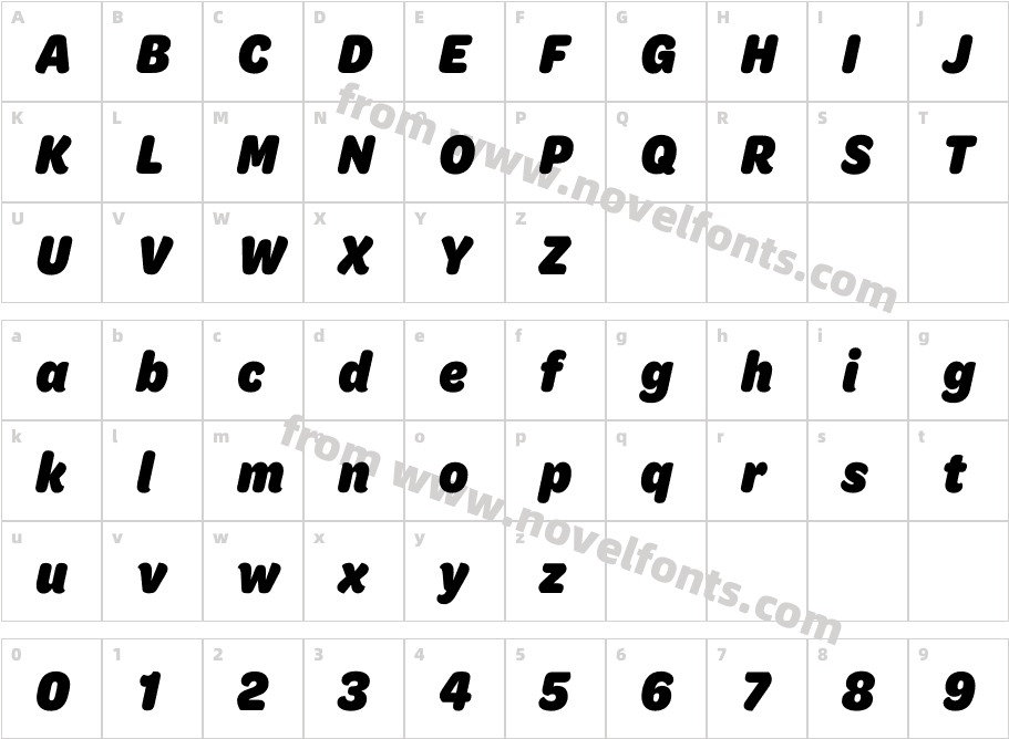 Omnes Cond Black ItalicCharacter Map