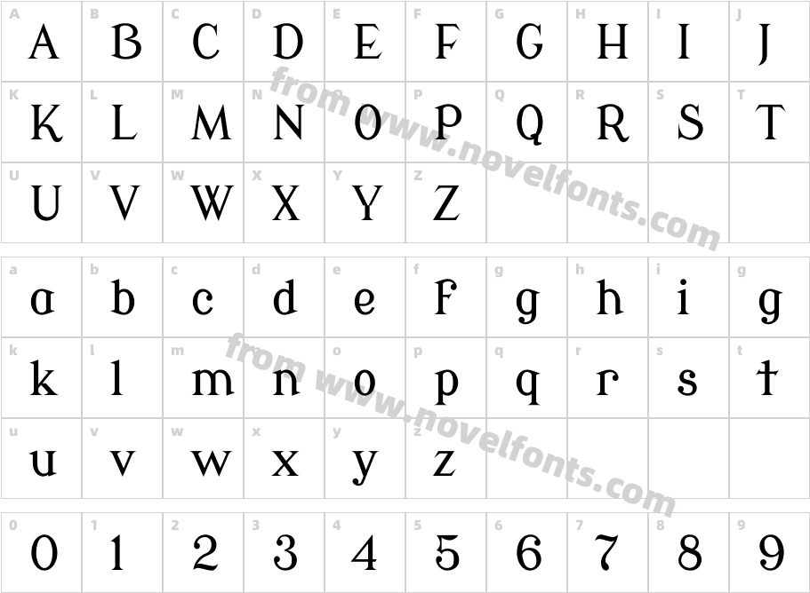 Modern Antiqua RegularCharacter Map