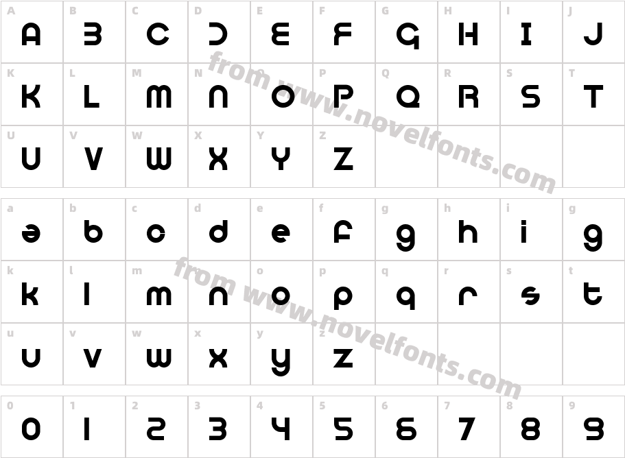 Optien W01 RegularCharacter Map