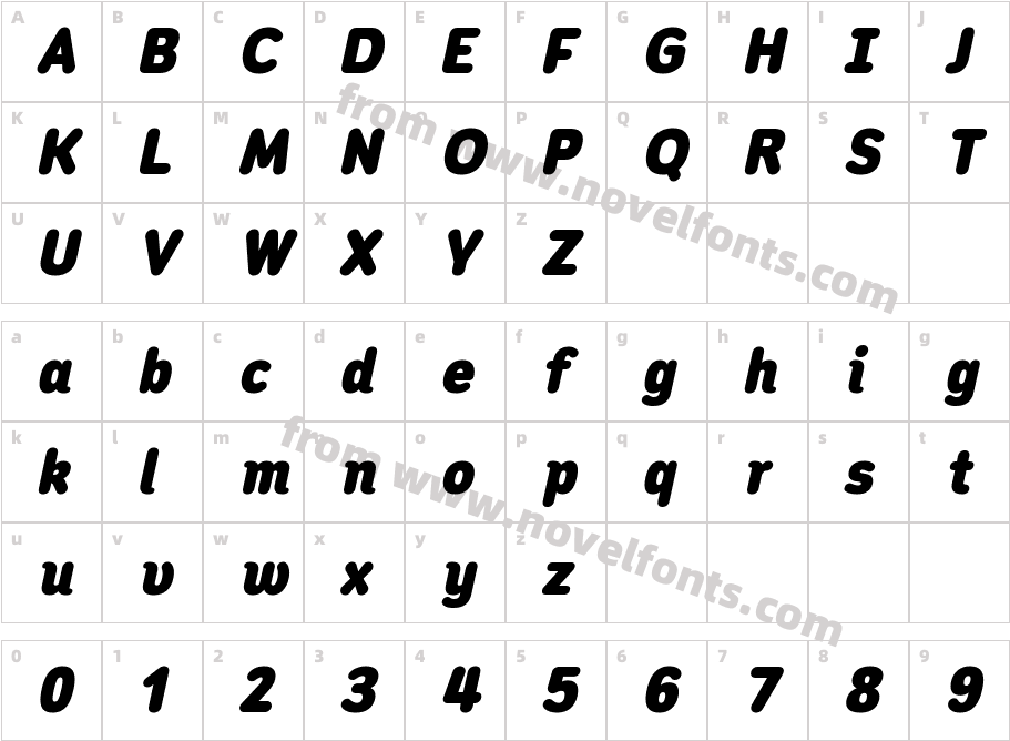 Opun Mai Black Semi Condensed ItalicCharacter Map