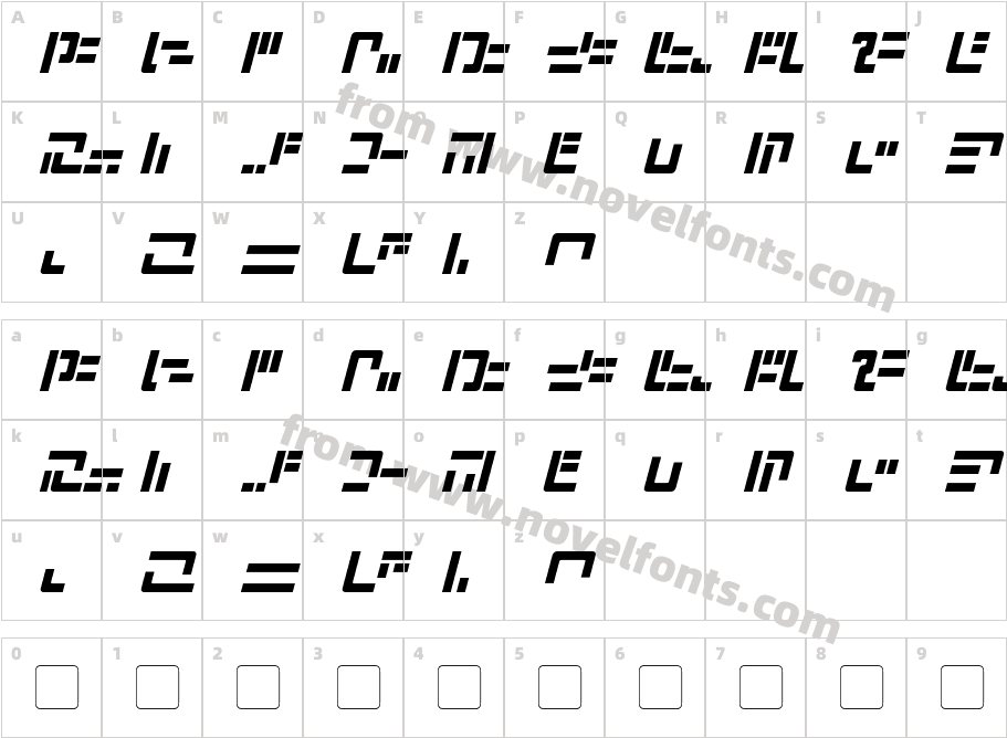 Modern Iaconic ItalicCharacter Map