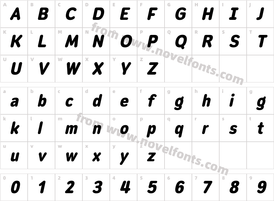 Opun Mai Extra Bold Semi Condensed ObliqueCharacter Map