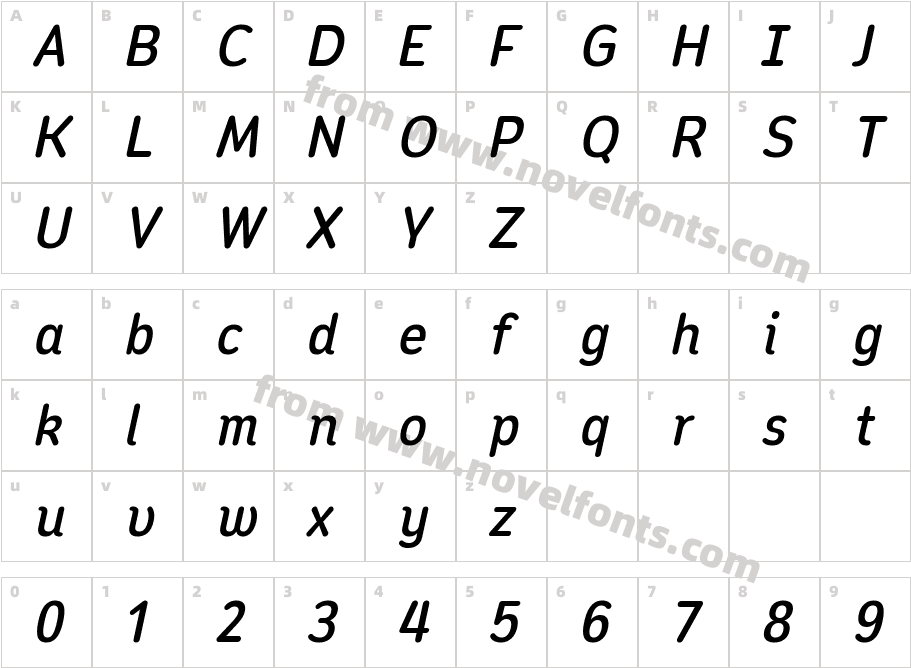 Opun Mai Medium Semi Condensed ItalicCharacter Map