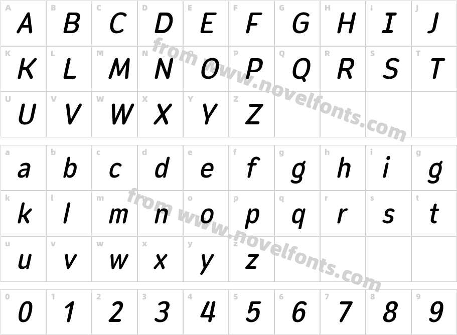 Opun Mai Medium Semi Condensed ObliqueCharacter Map