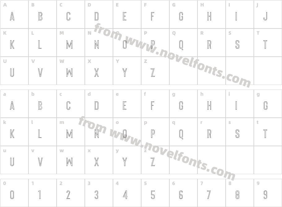 Origin Sans Light OutlineCharacter Map