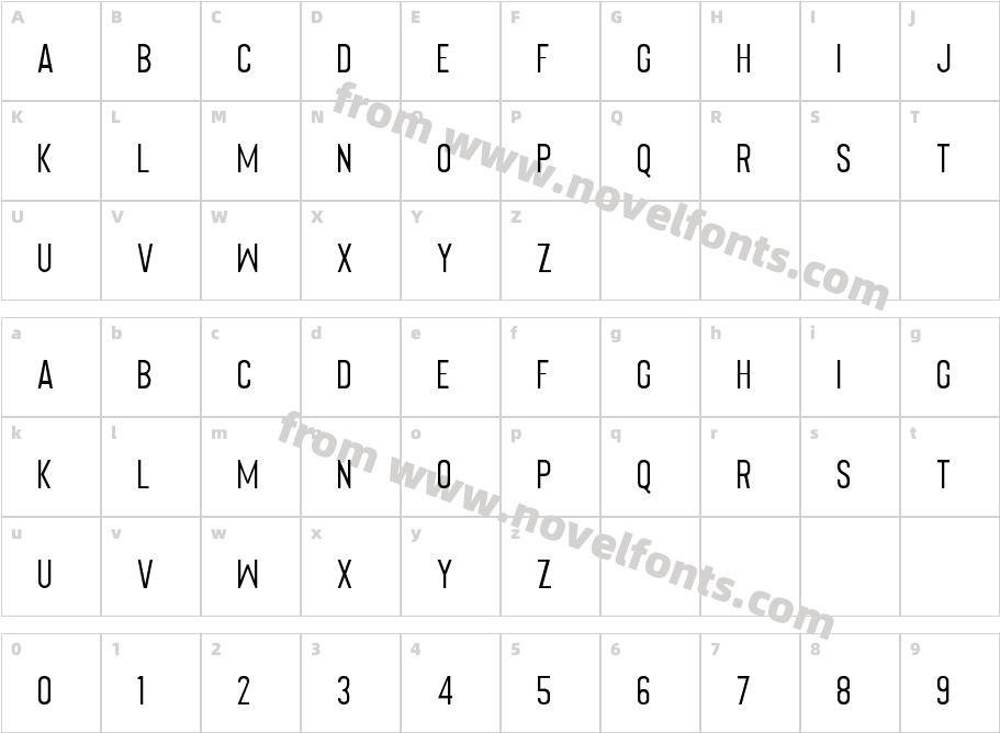 Origin Sans LightCharacter Map