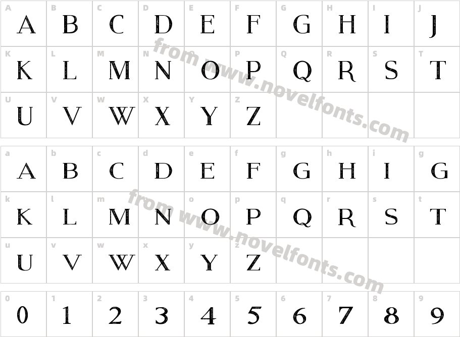 Modern Serif ErodedCharacter Map