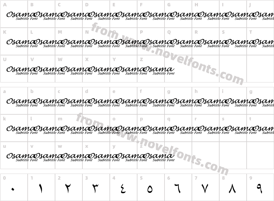 Osama Subtitle FontCharacter Map