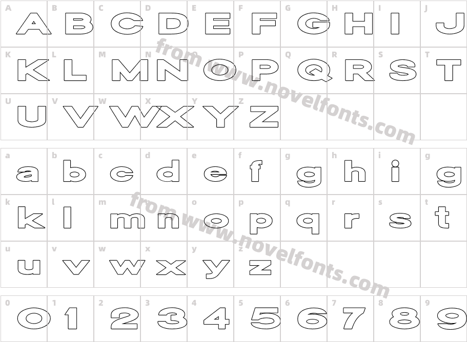 Oscan Expanded OutlineCharacter Map