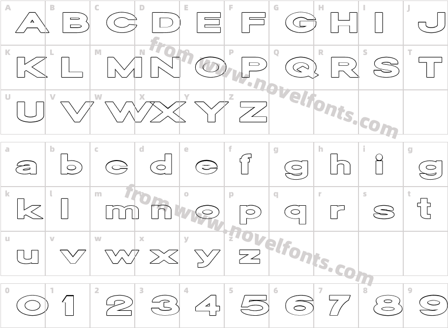 Oscan Expanded OutlineCharacter Map