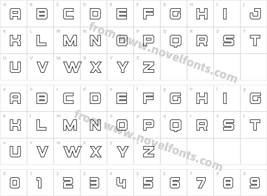 Osmica Extra Bold OutlineCharacter Map