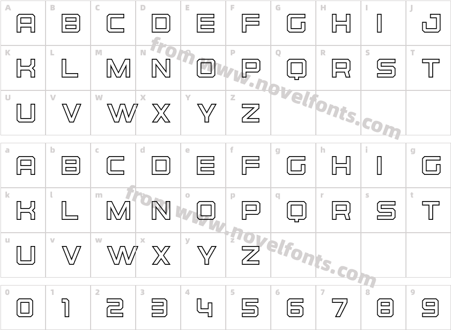 Osmica Light OutlineCharacter Map