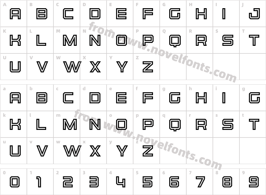 Osmica Regular InlineCharacter Map