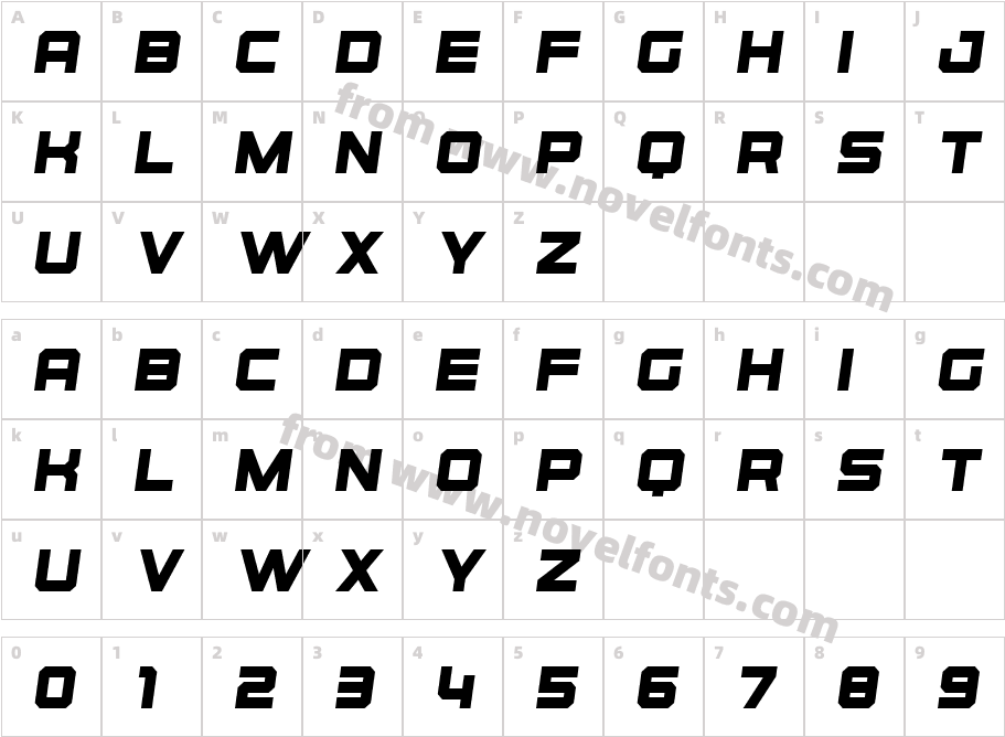 Osmica Regular ItalicCharacter Map