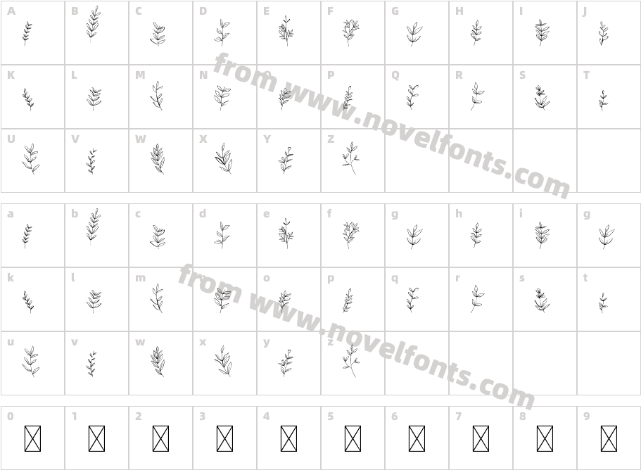 Ostara Leaves RegularCharacter Map