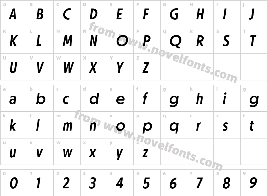 Otterco Display Medium ItalicCharacter Map