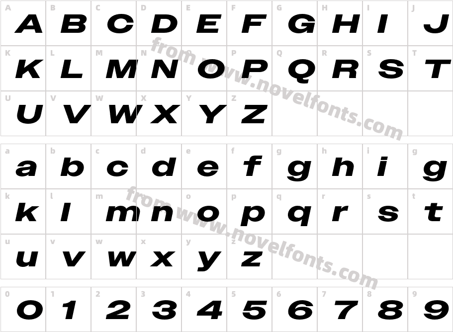 Owners X Wide Bold ItalicCharacter Map