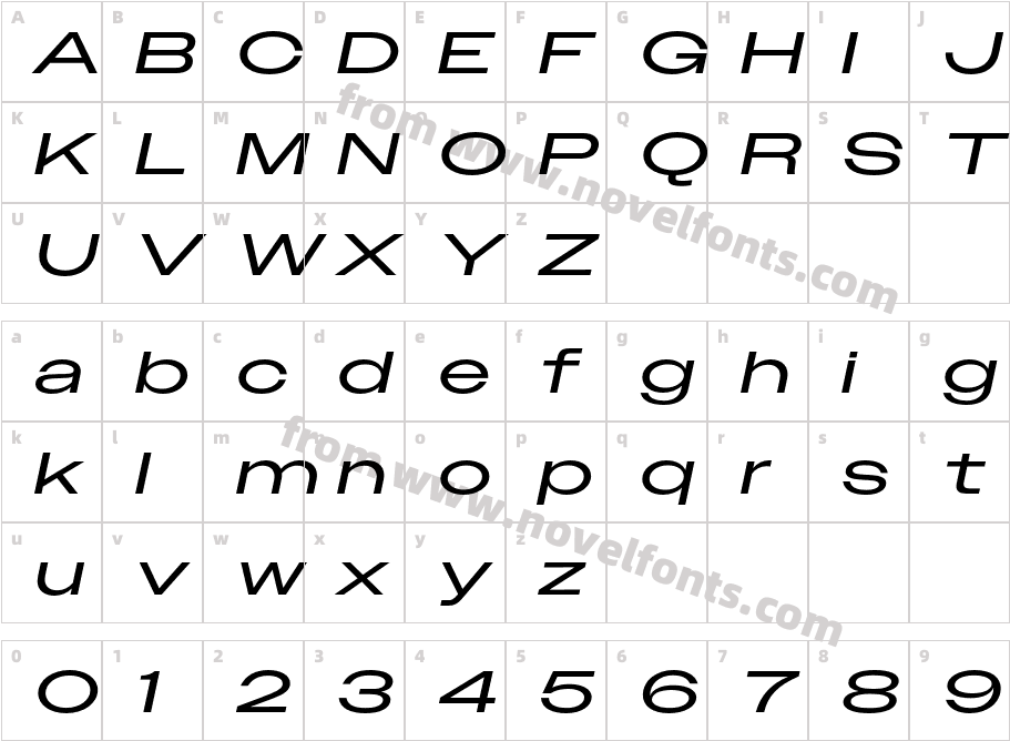 OwnersXX Wide Regular ItalicCharacter Map