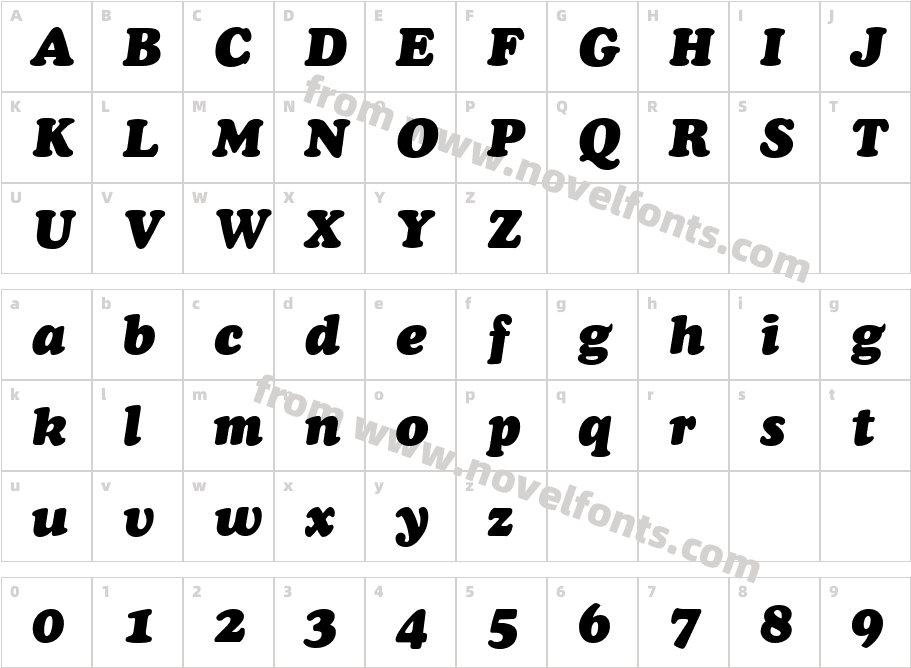 Ozzie Black ItaliqueCharacter Map
