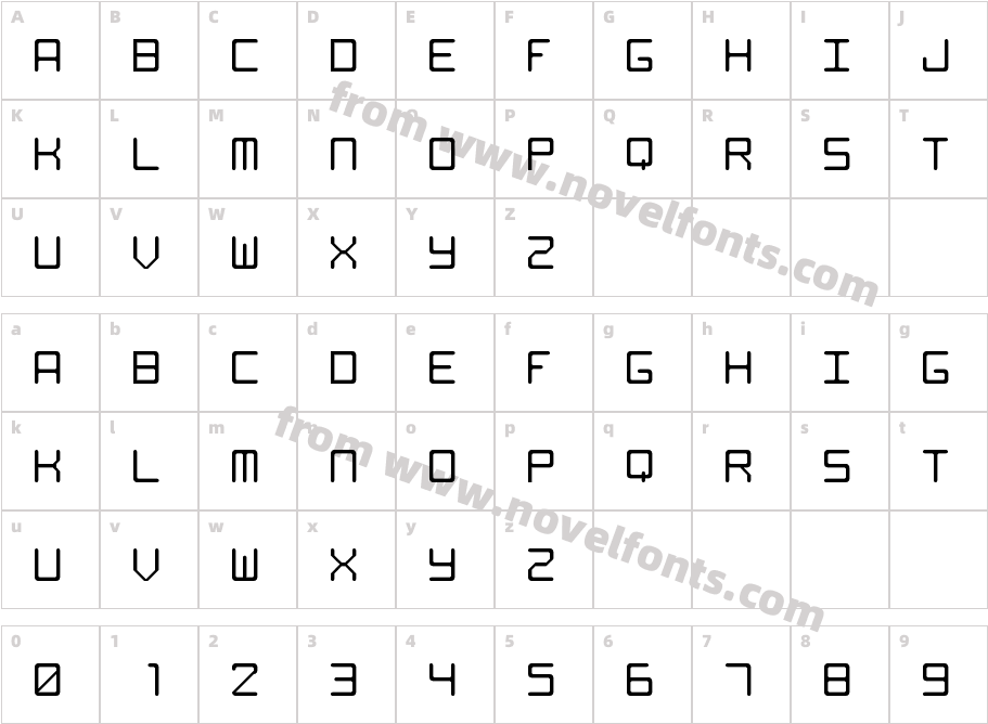 Moderno Rounded RegularCharacter Map